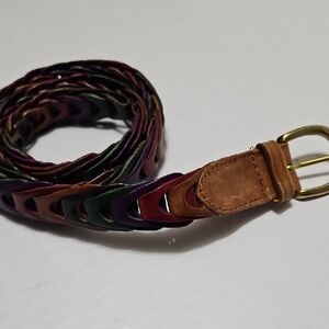 Amiee Lynn Multicolor Braided Leather Belt with Gold Buckle Size M/L